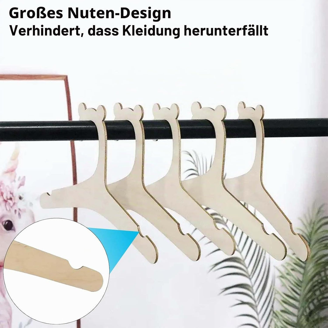 25 Stück Kinderkleiderbügel Holz, Baby Kleiderbügel Kinder, Rutschfest, Braun, Unvollendet, Kleinkin