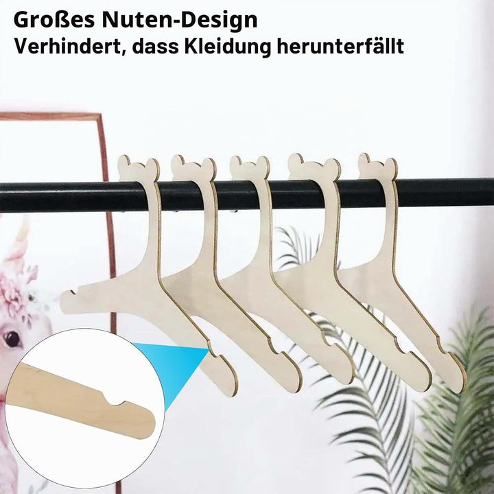 25 Stück Kinderkleiderbügel Holz, Baby Kleiderbügel Kinder, Rutschfest, Braun, Unvollendet, Kleinkin