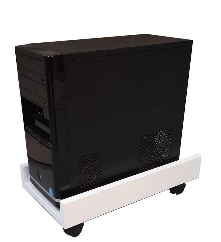 Henor CPU-Computerständer aus Holz mit Rädern 25 x 45 x 12,5 cm CPU-Aufzug mit Rädern Weiss Weiss Rä
