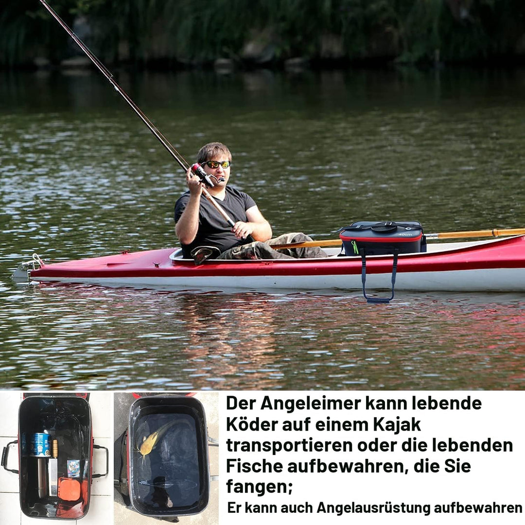 MMSGA Angeleimer, 23L/30L/38L Tragbarer Faltbarer Angelköder-Eimer，Multifunktionaler Behälter für le