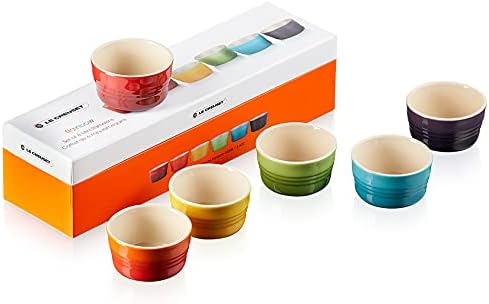 Le Creuset 6er-Set Mini Förmchen aus Steinzeug, Je 100 ml, Steinzeug, Regenbogen, 79134108359030 6er