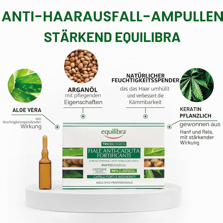 equilibra Haare, stärkende Ampullen gegen Haarausfall, zur Vorbeugung und Verlangsamung des Haarausf