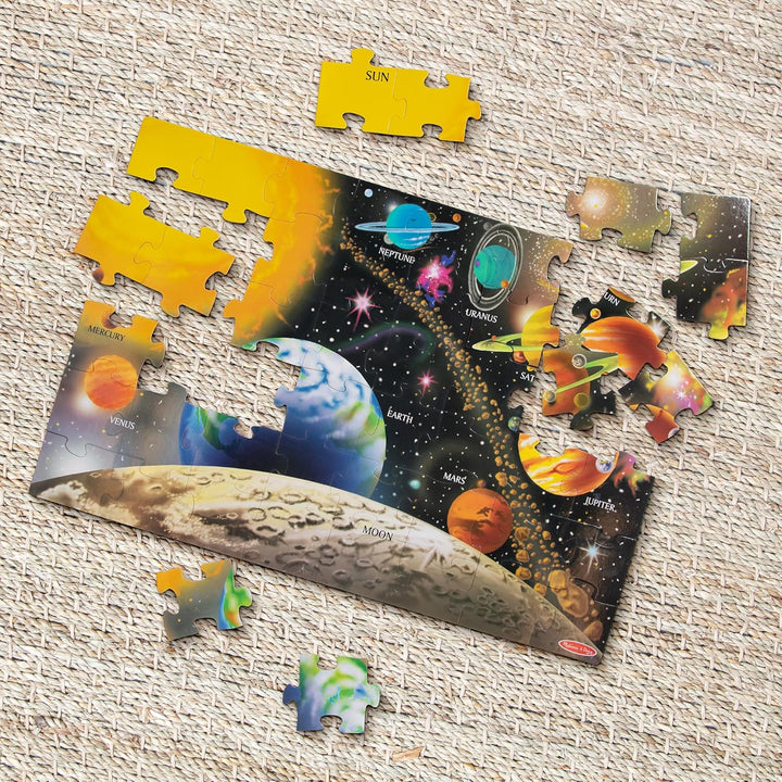 Melissa & Doug 10413 Sonnensystembodenpuzzles, leicht zu reinigende Oberfläche, fördert die Hand-Aug
