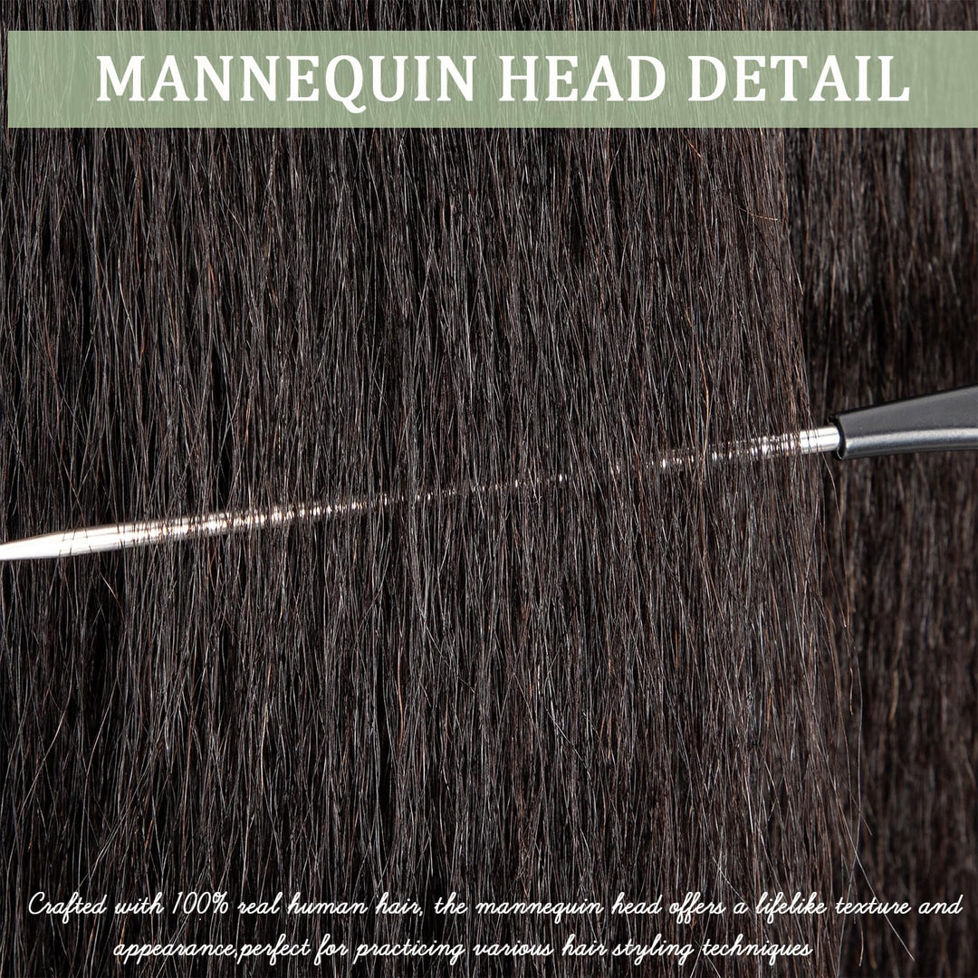Mannequinkopf mit menschlichem Haar 18'' Kosmetologie Mannequinkopf mit 100% echtem menschlichem Haa