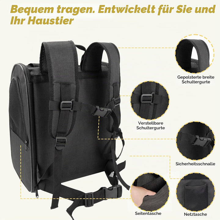 Zavothy Haustier Rucksack für Katzen und Hunde, Tragbar und Faltbar, mit Netzfenster und Gepolsterte