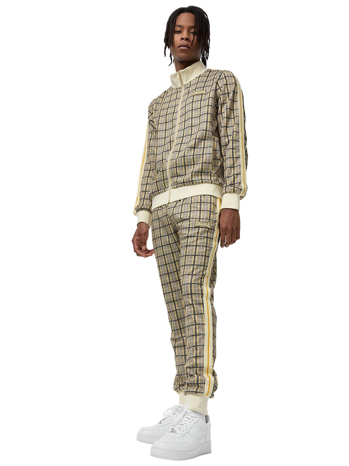Lonsdale Herren Seabrook Tracksuit S Yellow/Brown/Ecru, S Yellow/Brown/Ecru