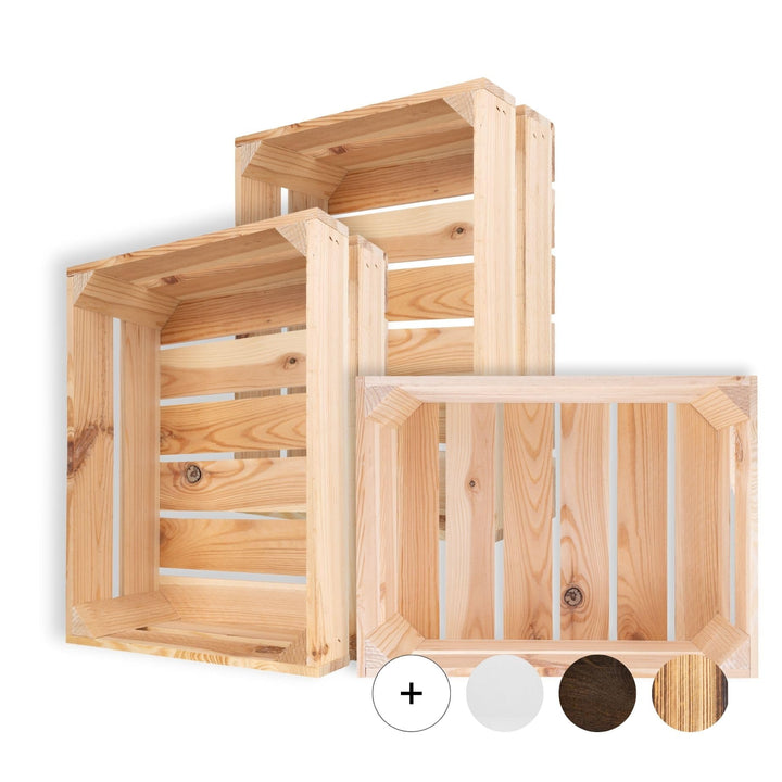 Creative Deco 3 x Holzkiste Natur | Weinkisten Set Obstkiste Holz | Geschliffen | 40 x 30 x 15 cm |