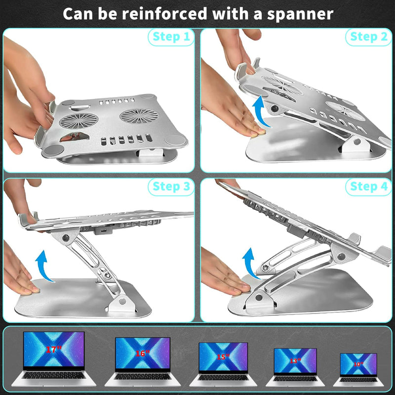 Laptop Ständer Höhenverstellbar mit RGB Lüfter, Faltbarer Laptop Stand aus Aluminiumlegierung, Belüf