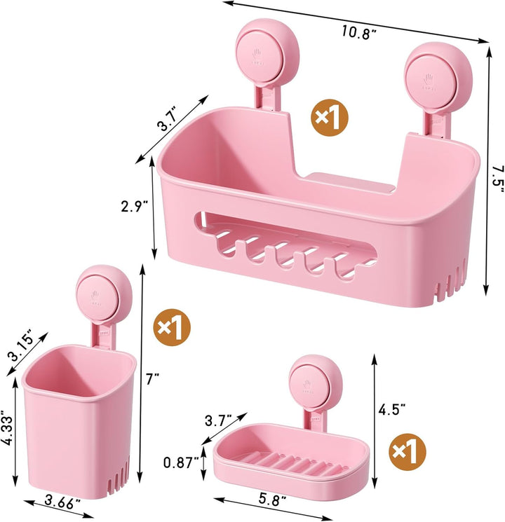 TAILI Duschablage & Seifenschale & Zahnbürstenhalter mit Saugnapf ohne Bohren Abnehmbar Belastbarkei