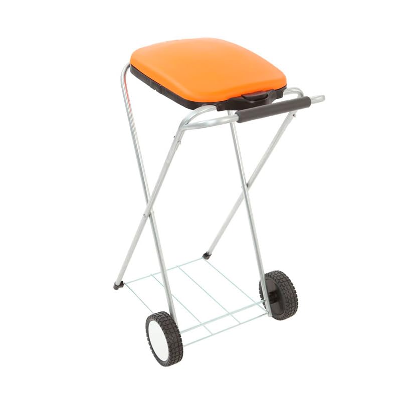 PROREGAL Klassischer Abfallsackständer mit Deckel und Rollen | HxBxT 83x44x56cm | Verzinkte Rohre |