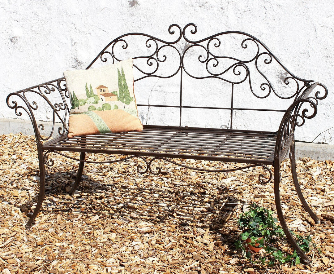 DanDiBo Gartenbank Metall Braun Wetterfest 146 cm 2 Sitzer Parkbank 111183 Antik Eisen Sitzbank Gart