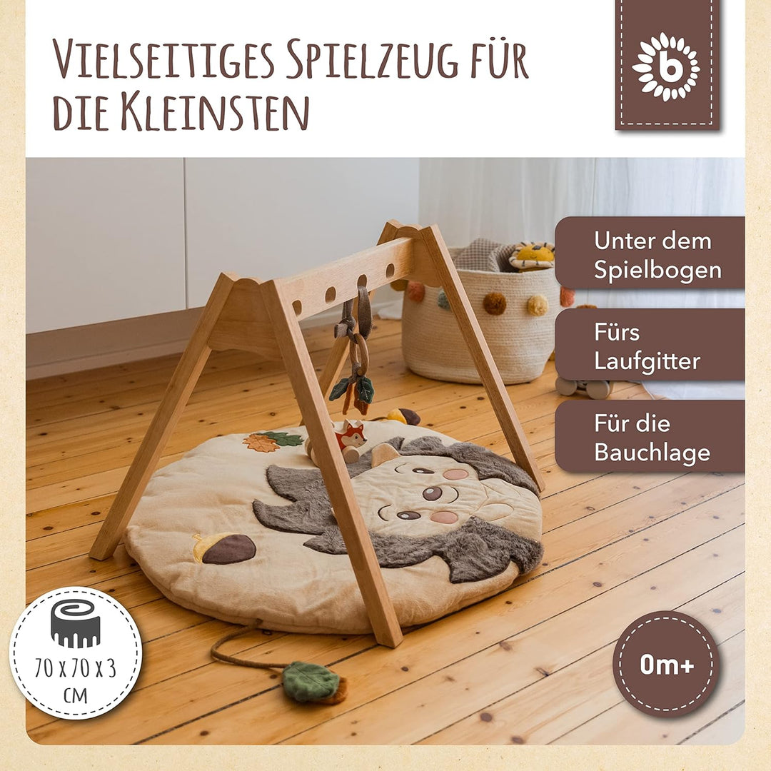 Bieco Baby Krabbeldecke Ø 70 cm | Igel Motiv Activity Decke Baby | Krabbeldecke für Baby | Geeignet