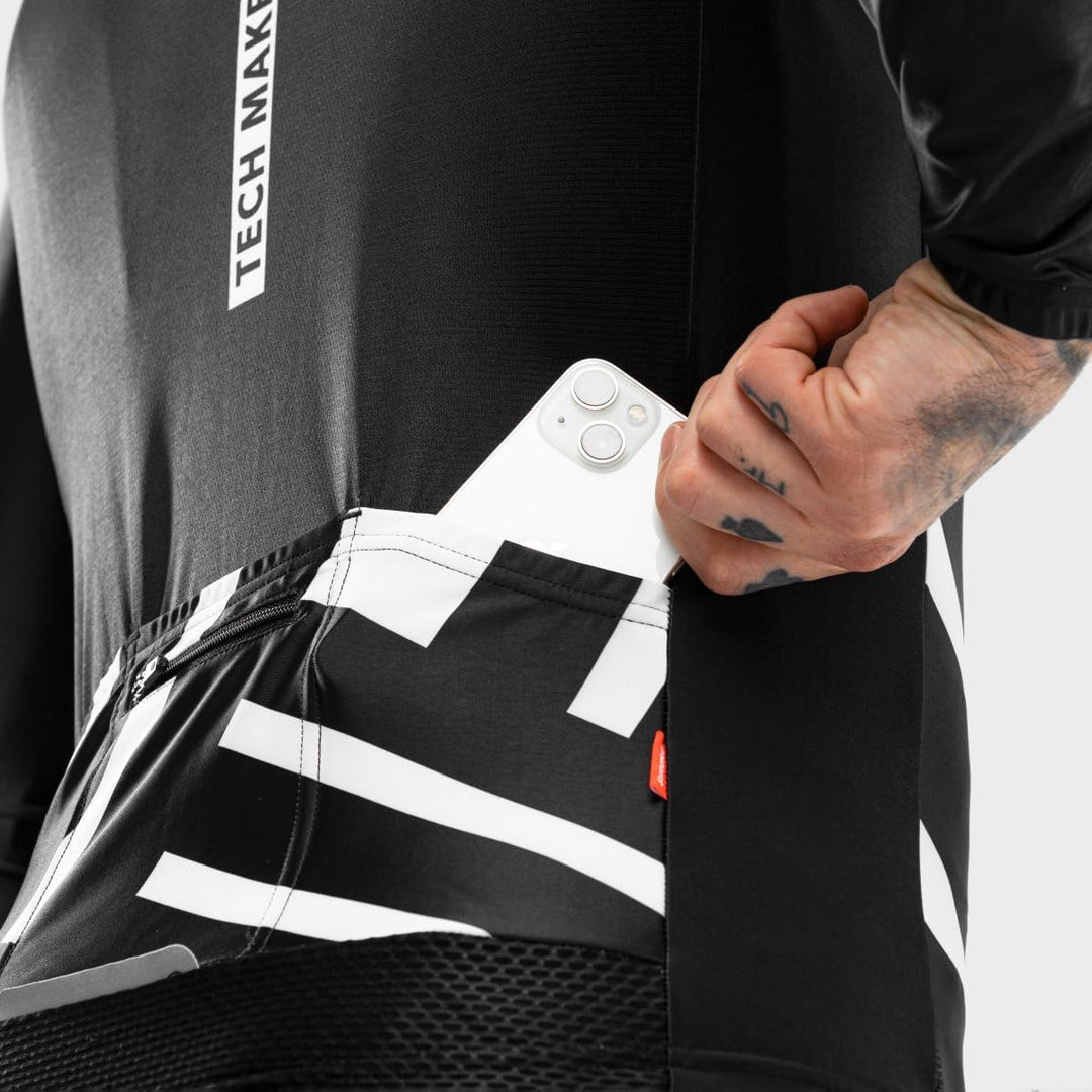 SIROKO - Radtrikot Langarm M2 Leader S Schwarz/Weiss, S Schwarz/Weiss