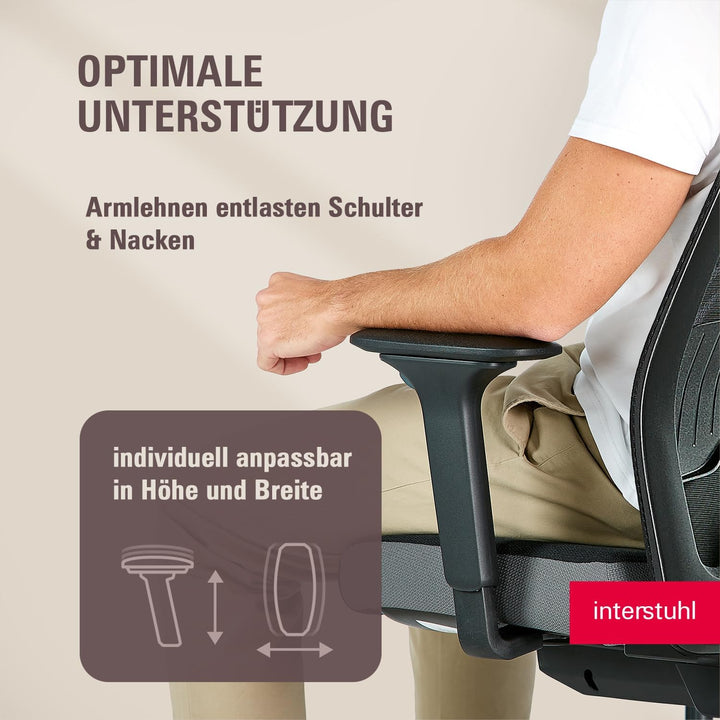 Interstuhl Style AIR + Ergonomischer Bürostuhl mit hoher Rückenlehne für grosse Menschen, Synchronme