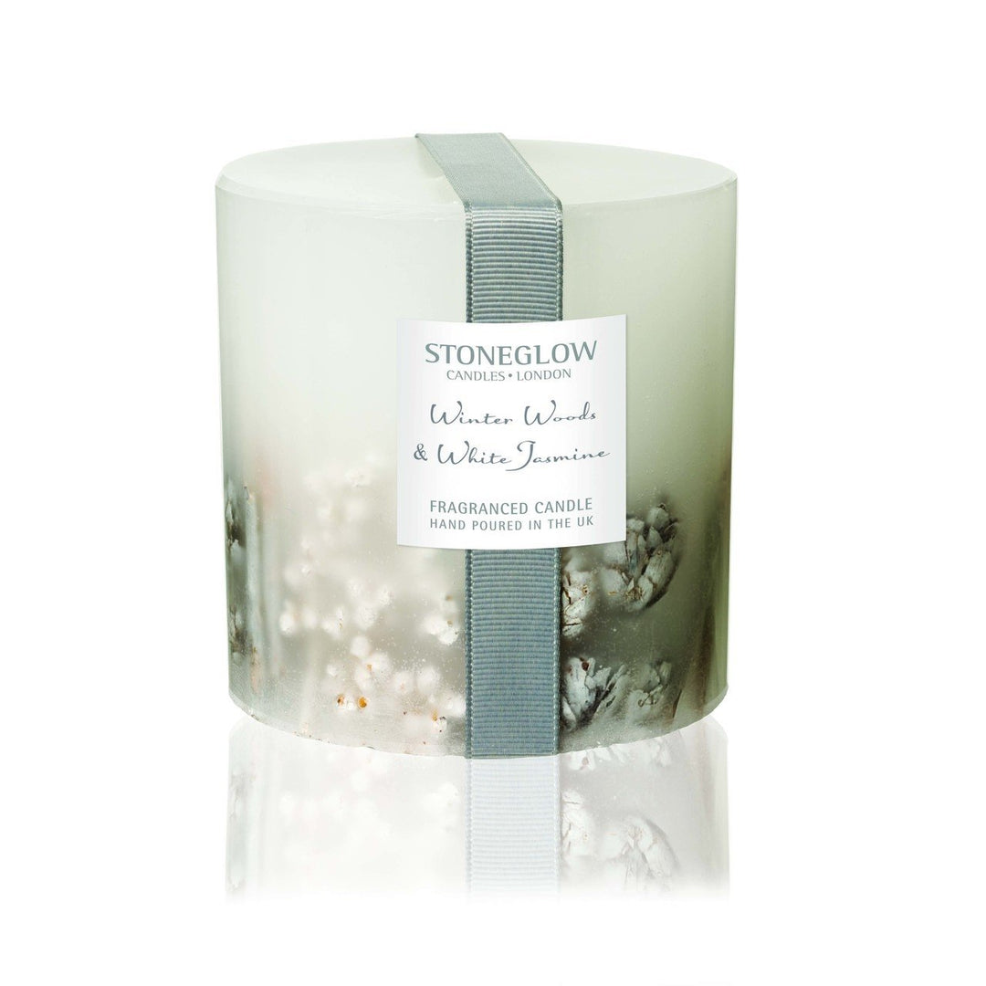 Glas Seasonal???Winter Woods & Wei? Jasmin Fat Stumpenkerze (6180)