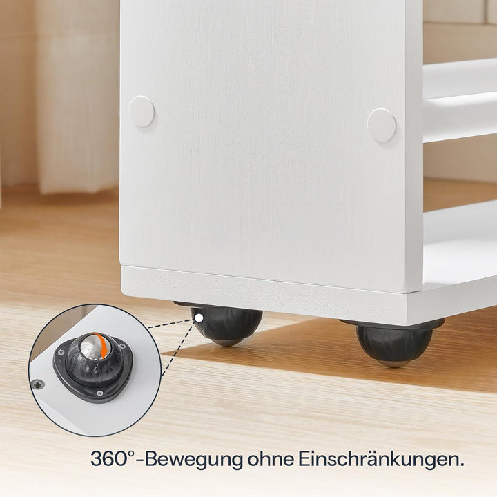 HOOBRO 4-stöckiger Schmaler Servierwagen, Küchenwagen aus Bambus, küchenwagen schmal mit 360° Drehba