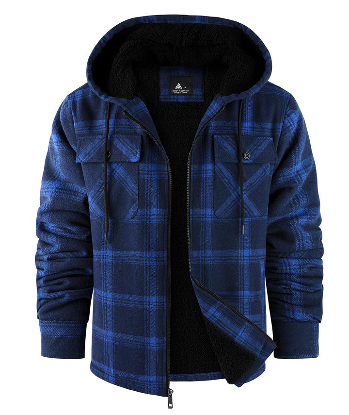JACKETOWN Hemdjacke Kariertes Herren hoodies Flanelljacke Warm Thermohemd Herren Holzfäller Jacke Ve