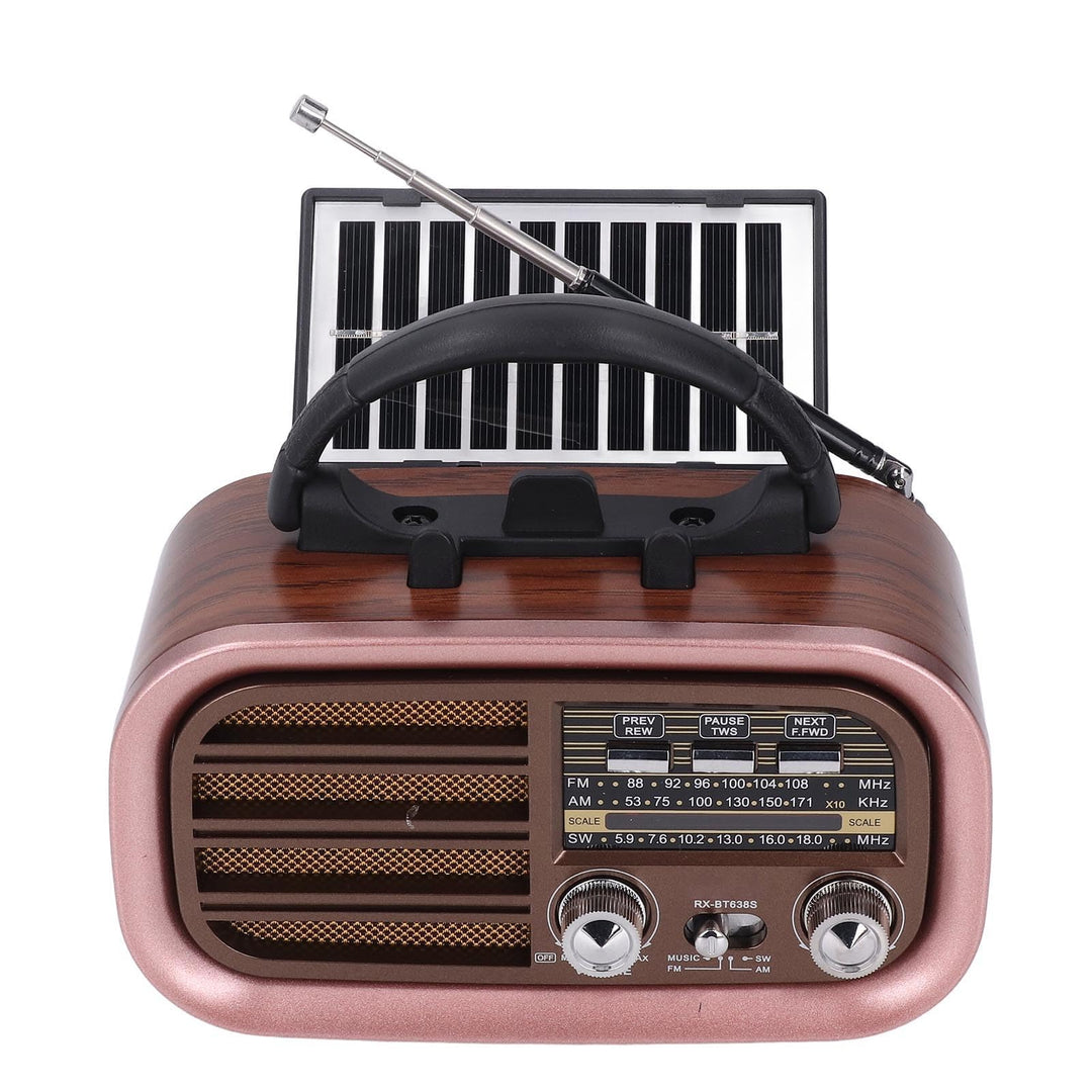 Tragbarer Vintage-USB-BT-Lautsprecher, Tragbar, Solarbetriebenes Retro-AM-FM-SW-Radio – Starker Bass