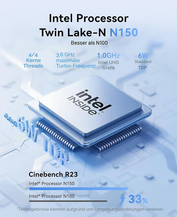 NiPoGi Essenx E2 Mini PC, Ιntel Twin Lake N150(bis zu 3,6 GHz), 16 GB DDR4 256 GB M.2 SSD Mini Deskt