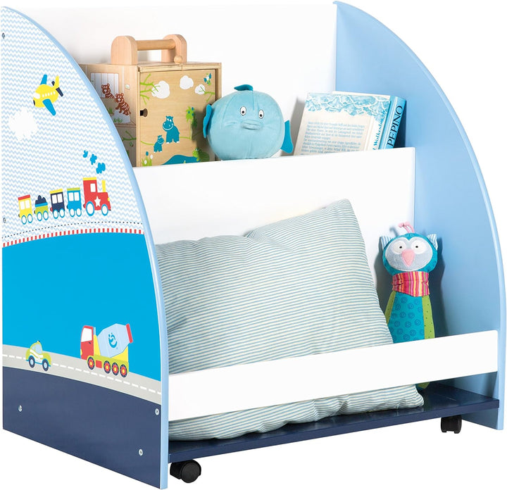 roba Kinder Regal 'Rennfahrer', Spielzeug- & Bücher-Regal fürs Kinderzimmer, Spielregal fahrbar & dr