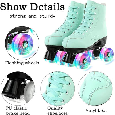 YUDOXN Damen Klassische Retro Rollschuhe.Klassische Retro Rollschuhe.Classic Roller, komfortabl LED