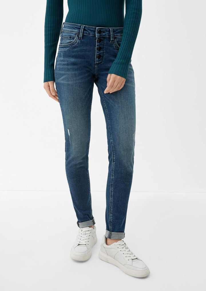 QS Damen Jeans, Fit: Sadie Skinny Leg 32W / 34L Blau, 32W / 34L Blau
