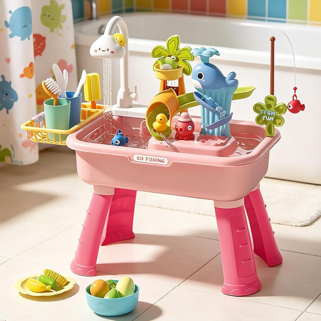 Generisch Wassertisch für Kinder - mit Pumpe und lustigen Lernspielzeugen,Kinderpool-Spielwaschbecke