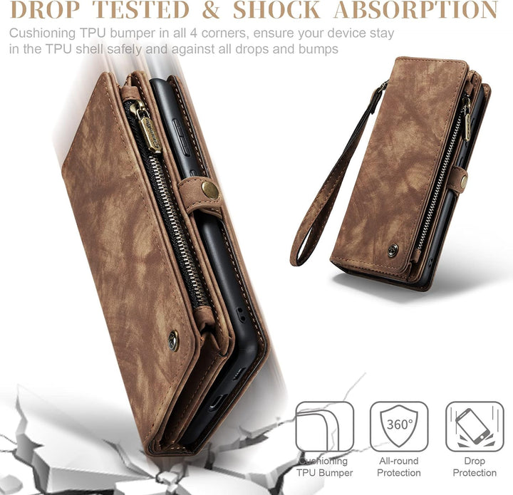 UFinetech Abnehmbare Samsung Galaxy S21 Plus Hülle Tasche Handy TPU Leder Flip Magnetische mit Band