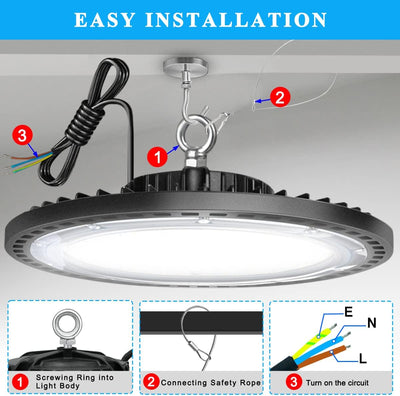 6Pack 100W LED Hallenbeleuchtung UFO Industrielampe Werkstattlampe IP66 Wasserdicht Werkstattleuchte