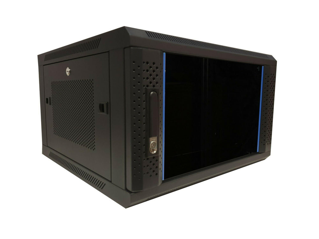 DSIT 6HE Serverschrank - 19 Zoll Wandgehäuse mit Glastür und Perforierte Seitenwände (BxTxH) 600 x 6