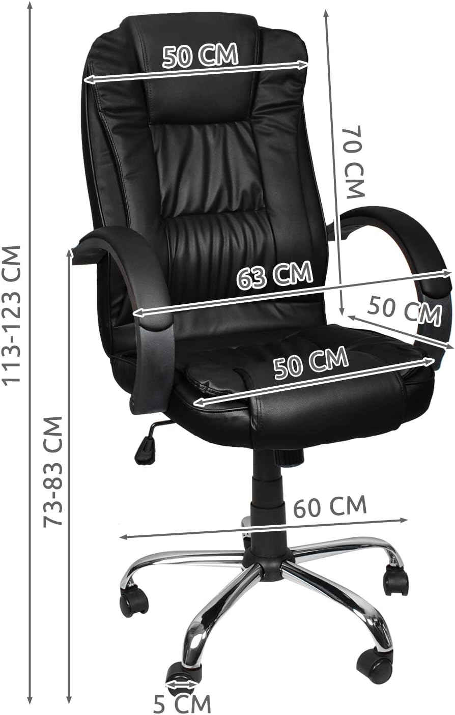 MALATEC Bequeme Bürostuhl Chefsessel Drehstuhl Ergonomischer Schreibtischstuhl mit Kunstlederbezug S