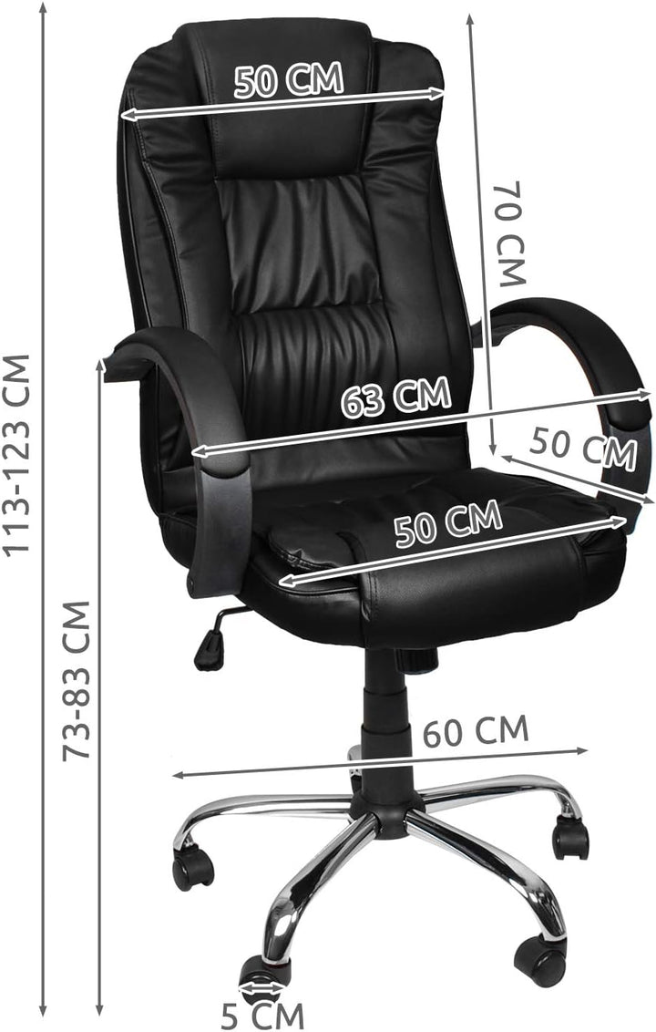 MALATEC Bequeme Bürostuhl Chefsessel Drehstuhl Ergonomischer Schreibtischstuhl mit Kunstlederbezug S