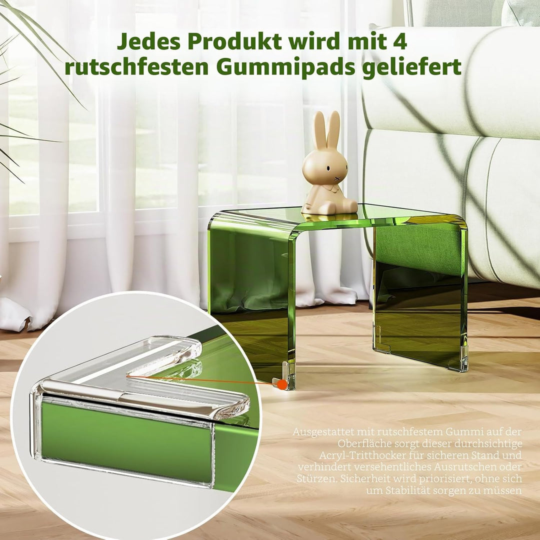 Acryl-Tritthocker, Kleiner transparenter Fusshocker für Badezimmer, Schlafzimmer, Küche, belastbar b