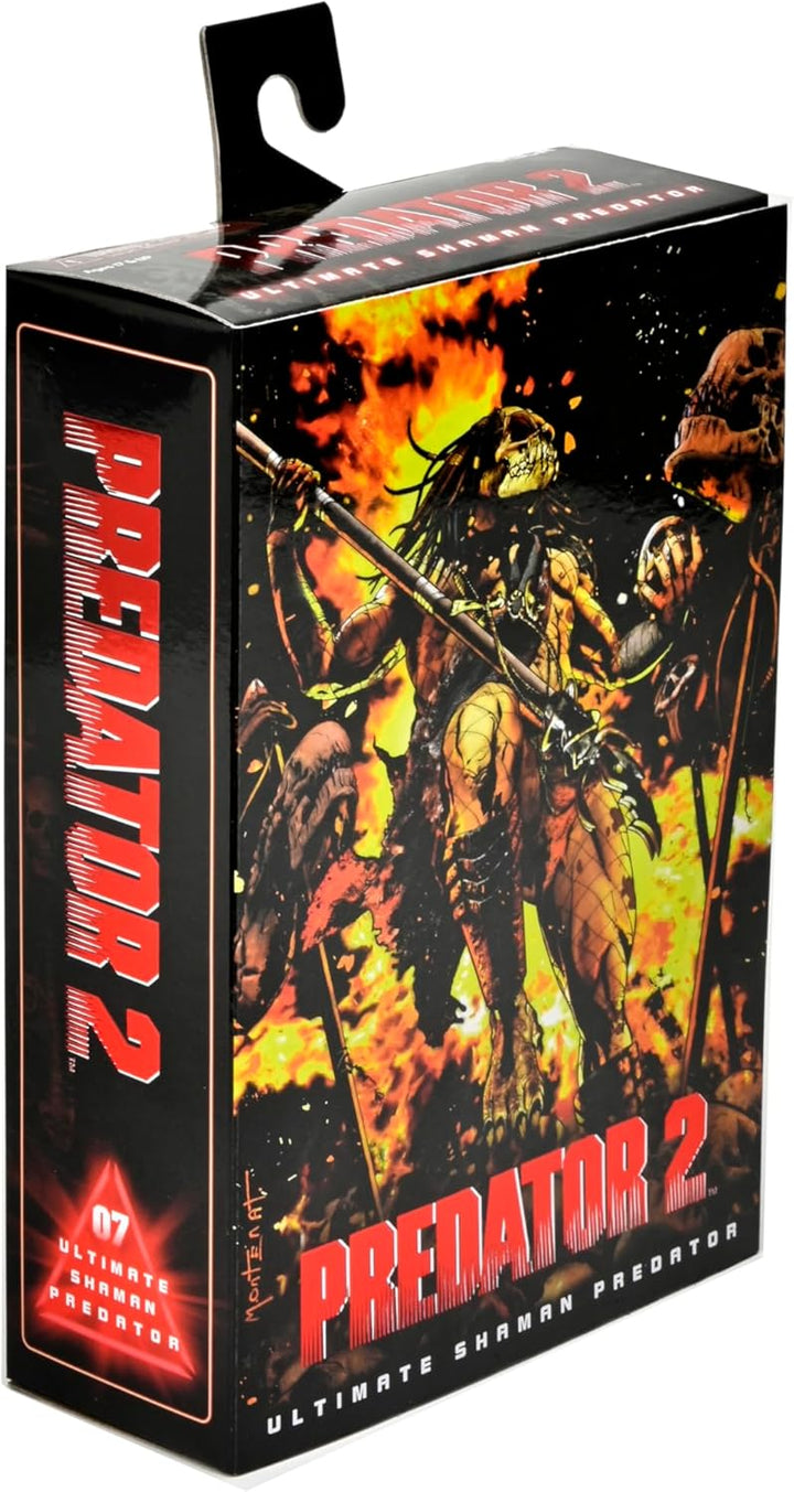Predator Actionfigur 7" Ultimate Shaman aus Kunststoff, von NECA, in Geschenkverpackung.