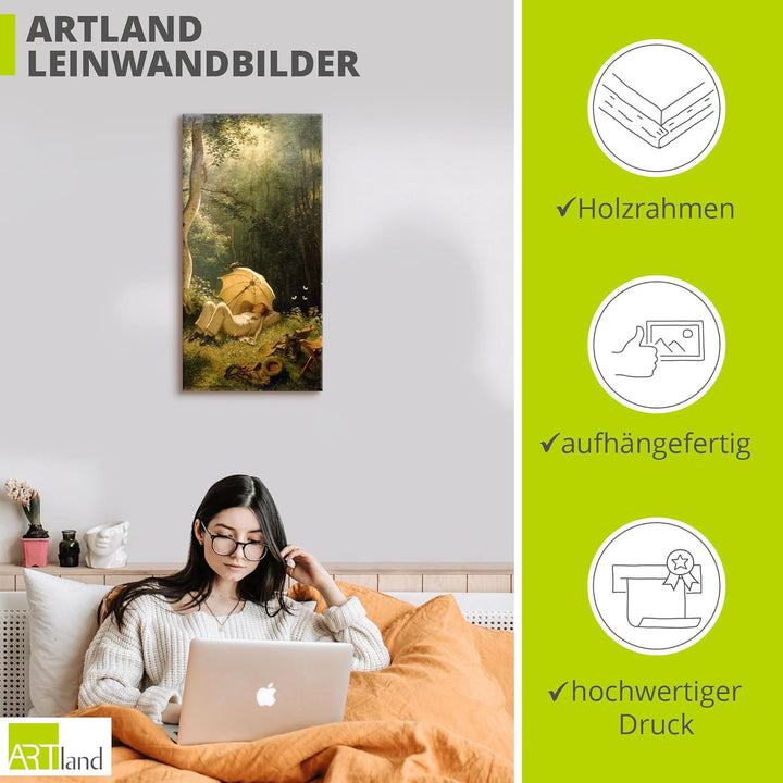 ARTland Leinwandbilder Wandbild Bild auf Leinwand 30x60 cm Wanddeko Natur Bäume Lichtungen Regenschi