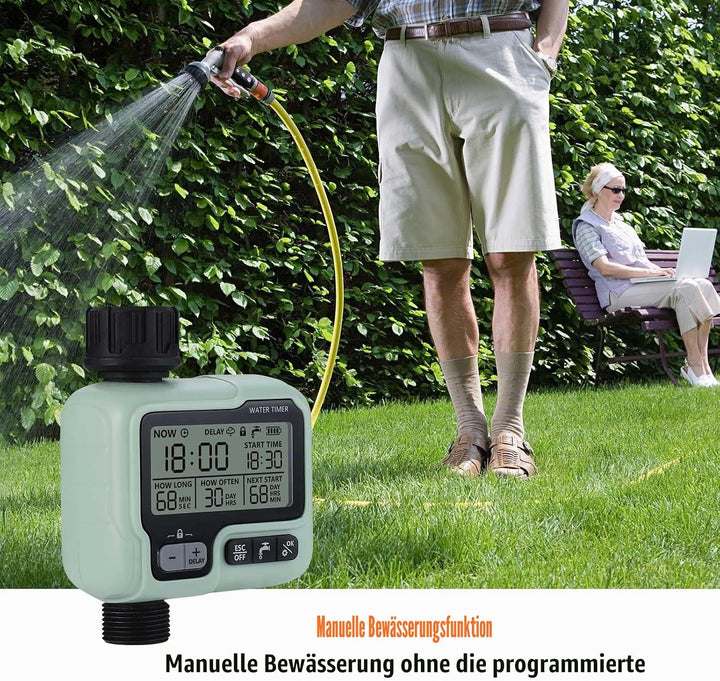 Johgee Bewässerungscomputer mit LCD-Display Wasserzeitschaltuhr Garten Zeitschaltuhr Bewässerung Ein