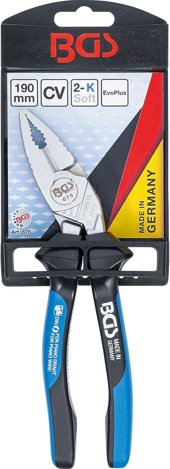 BGS 675 | Kraft-Kombizange | DIN ISO 5743 | mit Schneide | EvoPlus | 190 mm | Made in Germany Kraft-
