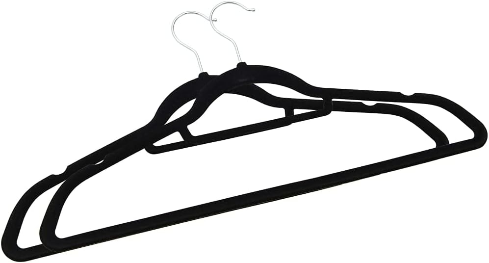 INLIFE 50 STK. Kleiderbügel-Set Anti-Rutsch Schwarz Samt,4.38kg,289921 Schwarz 50 STK., Schwarz 50 S