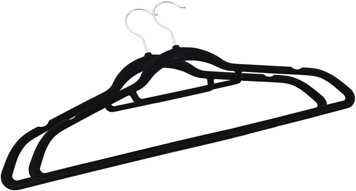 INLIFE 50 STK. Kleiderbügel-Set Anti-Rutsch Schwarz Samt,4.38kg,289921 Schwarz 50 STK., Schwarz 50 S