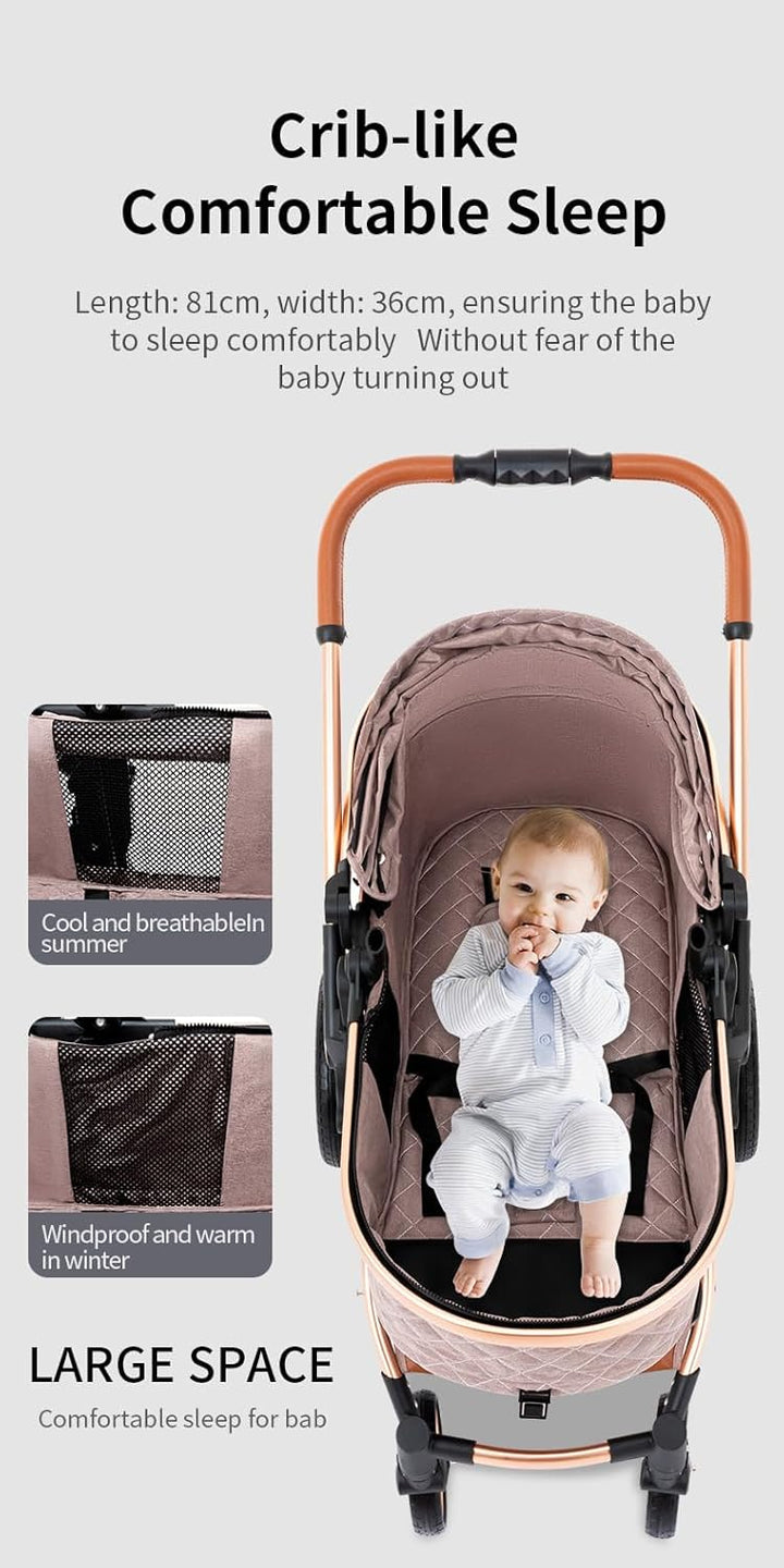 YAZOCO kinderwagen 3 in 1 Buggy Babybett Komplett Set Einem Klick Zusammenklappbarer Kinderwagen, Ko