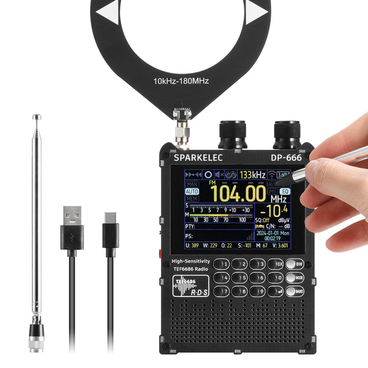 Raddy DP-666 Vollband DSP Radio mit TEF6686 Chip, AM/FM/LW/MW/SW RDS, 2,8" Touchscreen & Stylus, 500