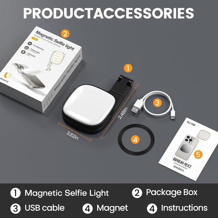Magnetisches Selfie-Licht für iPhone, Telefonlicht mit Spiegel, sofortige Befestigung für MagSafe, f