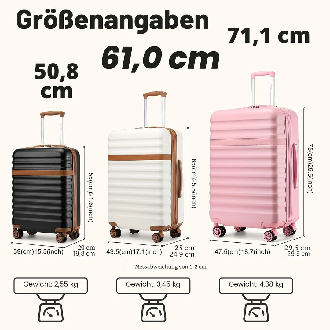 KONO Koffer Trolley Gross Koffer Reisekoffer von ABS+PC Hartschalenkoffer mit 4 Rollen TSA Schloss (