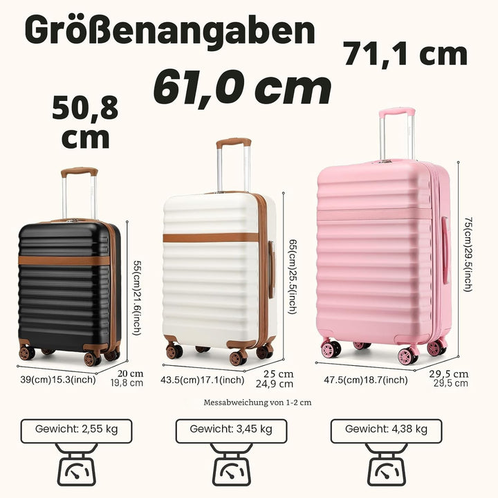 KONO Koffer Trolley Gross Koffer Reisekoffer von ABS+PC Hartschalenkoffer mit 4 Rollen TSA Schloss (