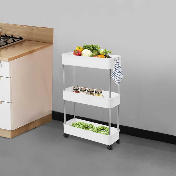 Küchenwagen, Servierwagen mit Rollen Küchenwagen mit Rollen Pp Edelstahl Dreifach 40 X 14.8 X 61.5cm