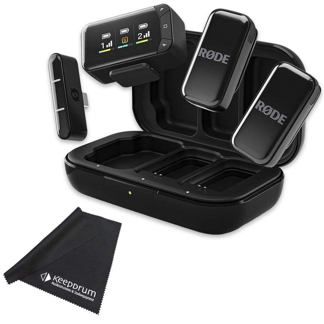 Rode Wireless Micro Camera Kit Drahtloses Mikrofon-System für Kameras mit keepdrum Mikrofasertuch