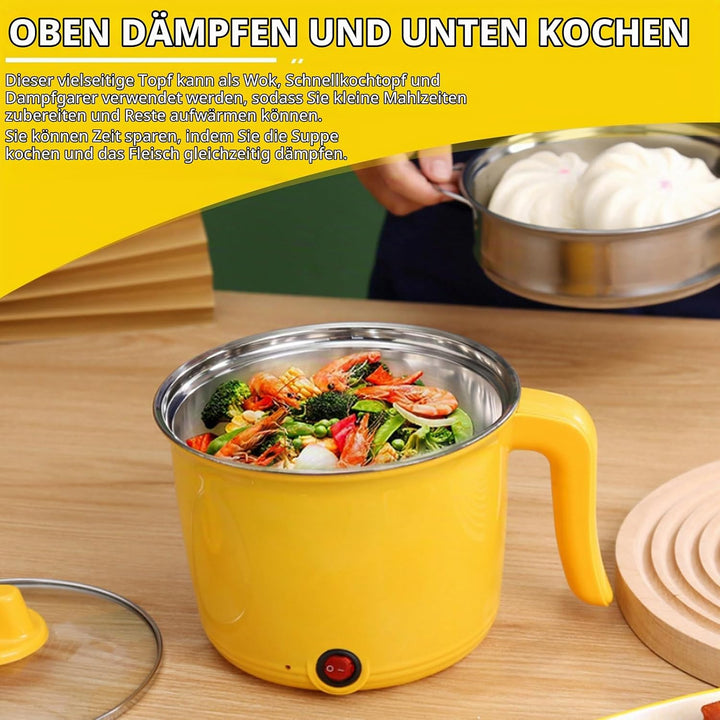 Elektrische Hot Pot mit Dampfgarer, Hotpot Topf Elektrischer Mehrzweckpfanne Mini Tragbare Antihaft