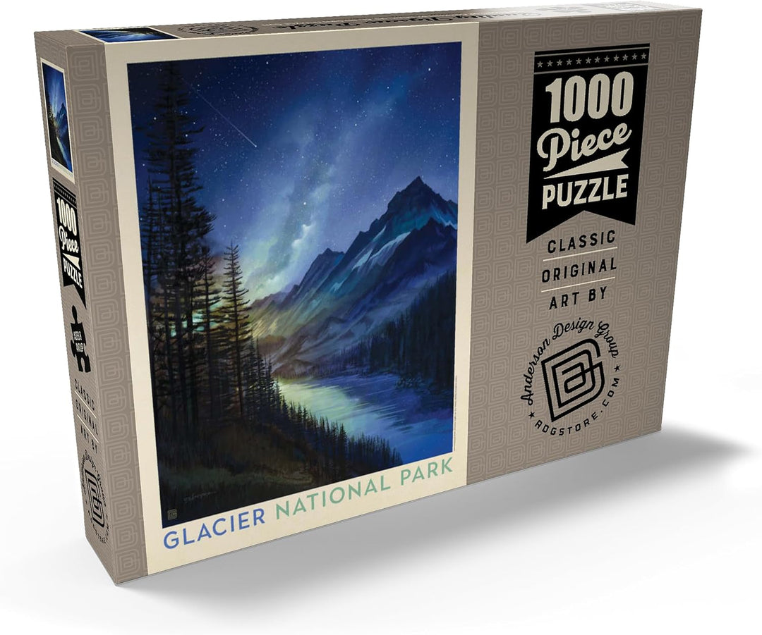 Glacier National Park: Starlight, Vintage Poster - Premium 1000 Teile Puzzle - MyPuzzle Sonderkollek