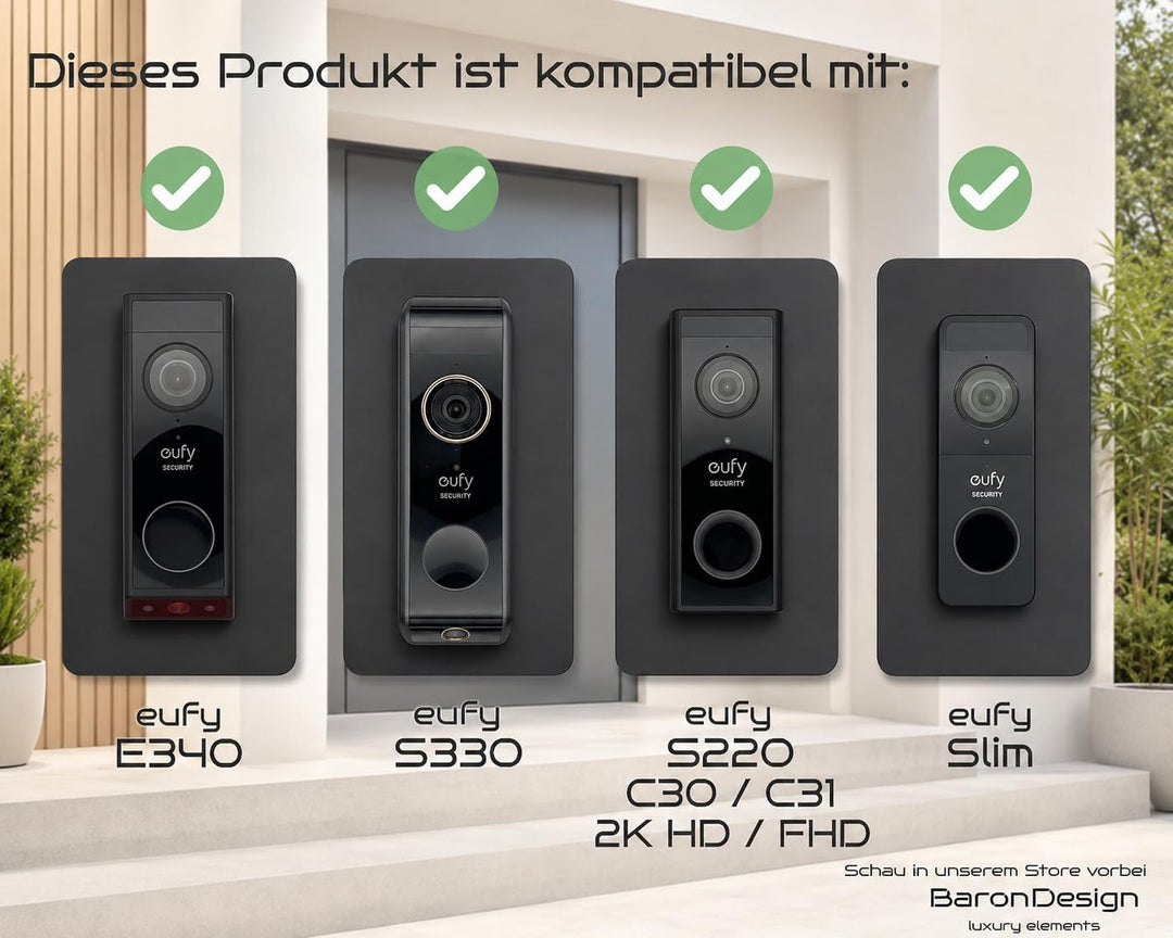 Blende Schwarz passend für Eufy Klingel E340 S330 S220 | Klingelschild Abdeckung | Zubehör für Halte