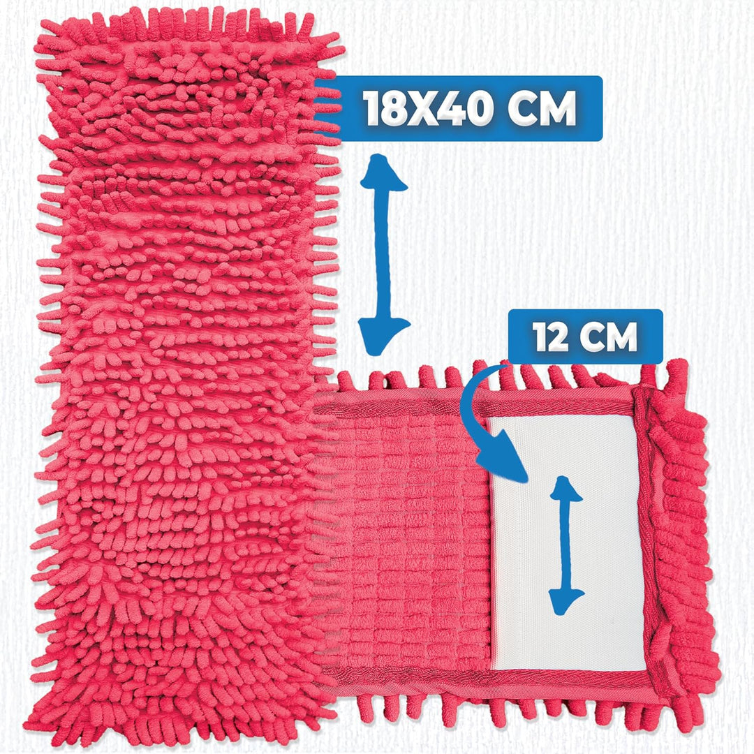 3X Bodenwischer Ersatzbezug - Chenille Wischbezug rot - Wischmopp Chenille aus Mikrofaser für empfin